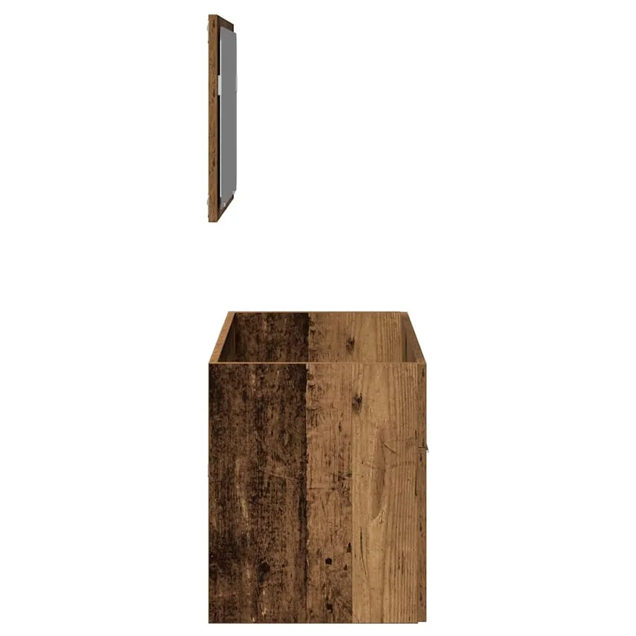 Armoire de salle de bain et miroir vieux bois bois d'ingénierie - 5