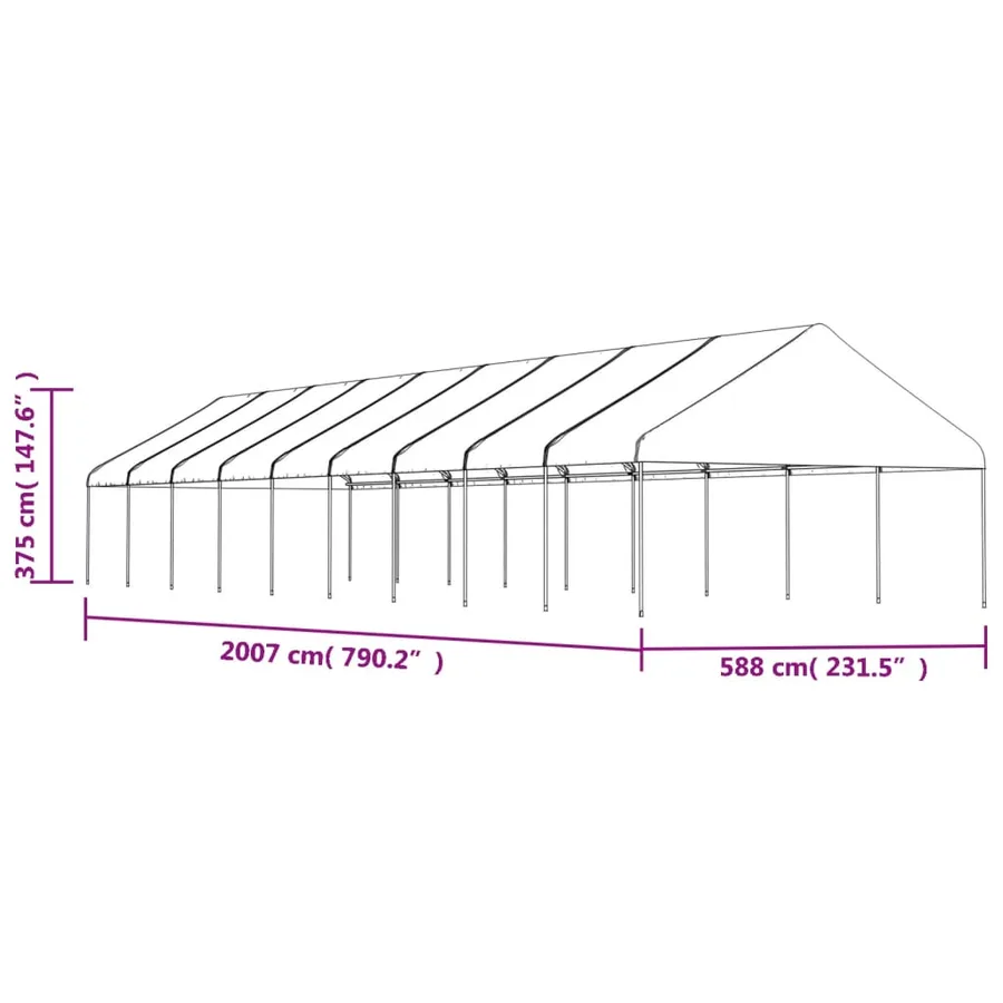 Belvédère avec toit blanc 20,07x5,88x3,75 m polyéthylène - 5