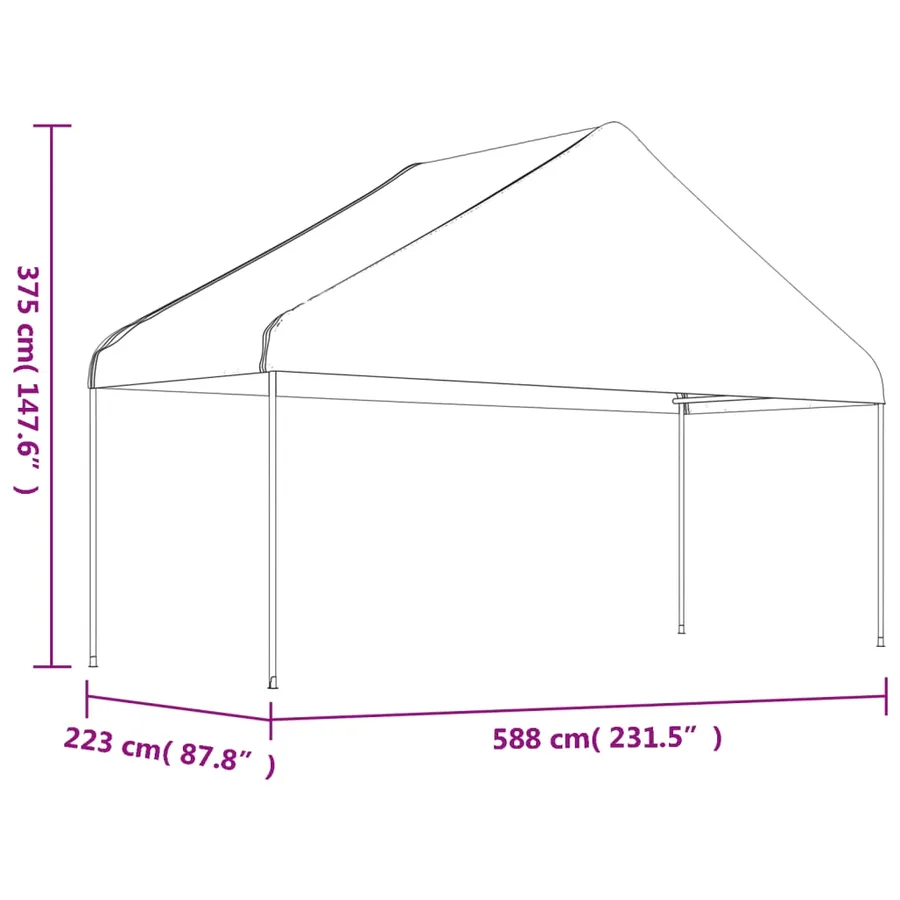 Belvédère avec toit blanc 20,07x5,88x3,75 m polyéthylène - 6