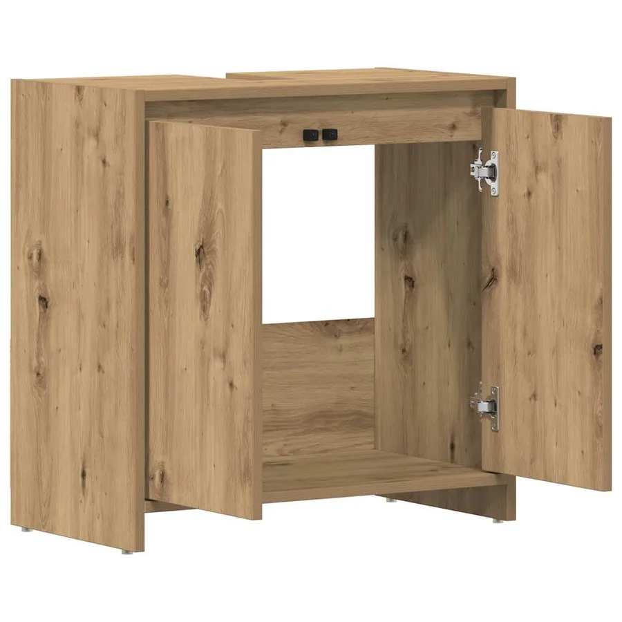 Armoire lavabo de salle de bain chêne artisanal 60x33x60 cm - 6