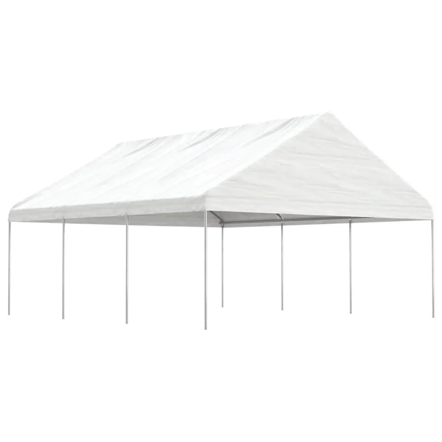 Belvédère avec toit blanc 6,69x5,88x3,75 m polyéthylène