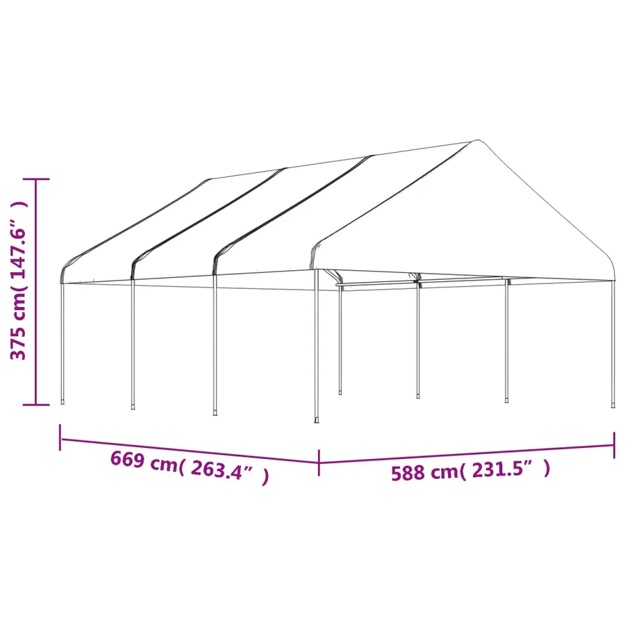 Belvédère avec toit blanc 6,69x5,88x3,75 m polyéthylène - 5