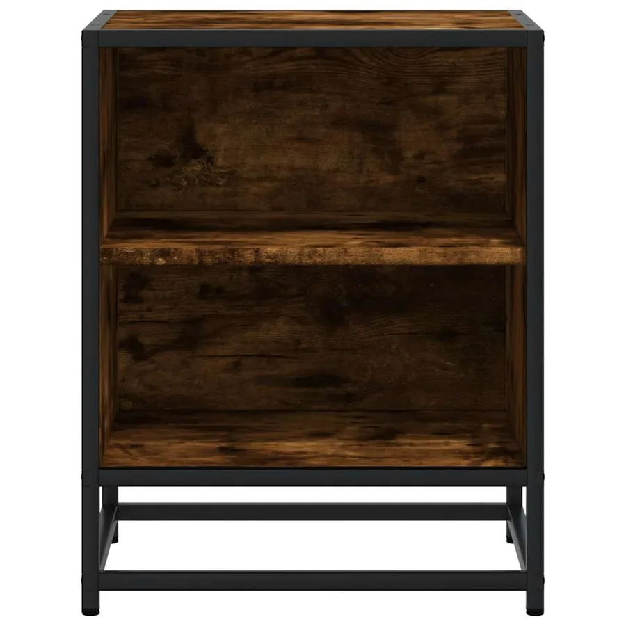 Tables de chevet 2 pcs chêne fumé bois d'ingénierie et métal - 5