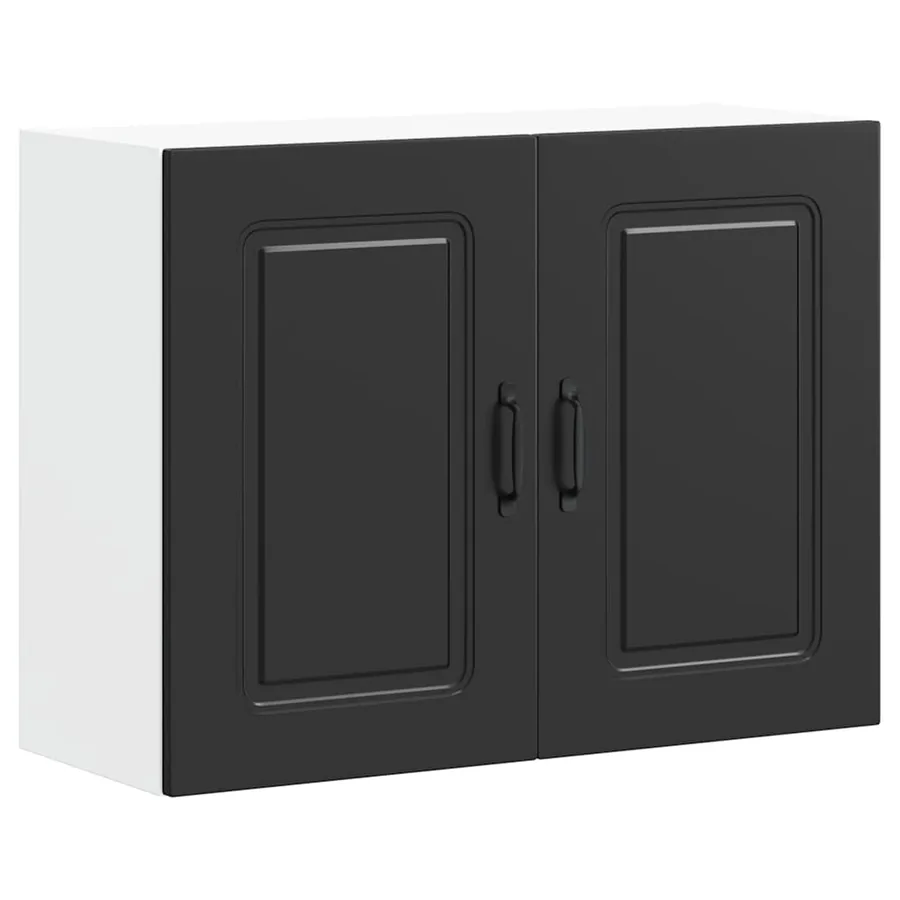 Armoire murale de cuisine Kalmar noir bois d'ingénierie