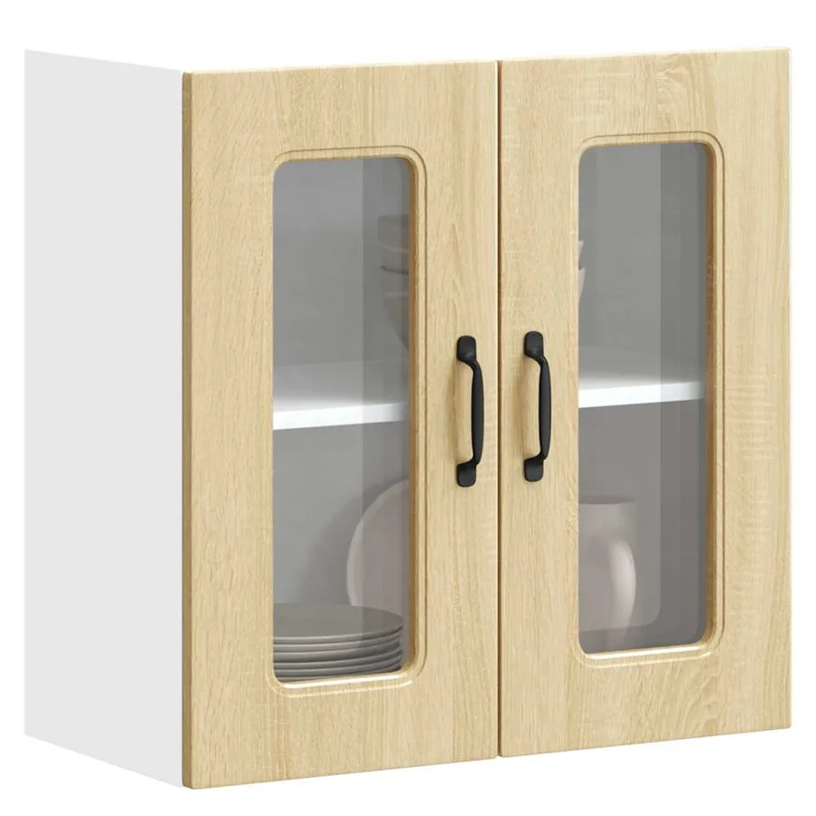 Armoire murale de cuisine avec porte vitrée "Kalmar" en bois d'ingénierie chêne Sonoma