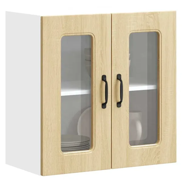 Armoire murale de cuisine avec porte vitrée "Kalmar" en bois d'ingénierie chêne Sonoma