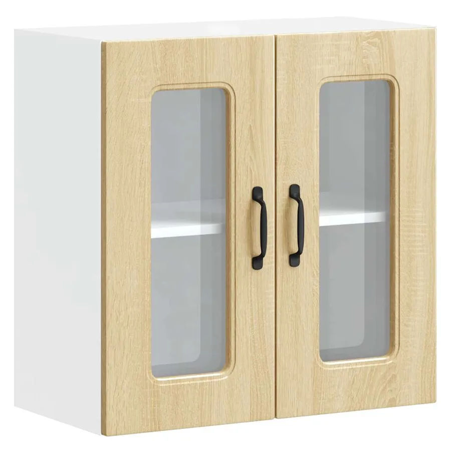 Armoire murale de cuisine avec porte vitrée "Kalmar" en bois d'ingénierie chêne Sonoma - 2