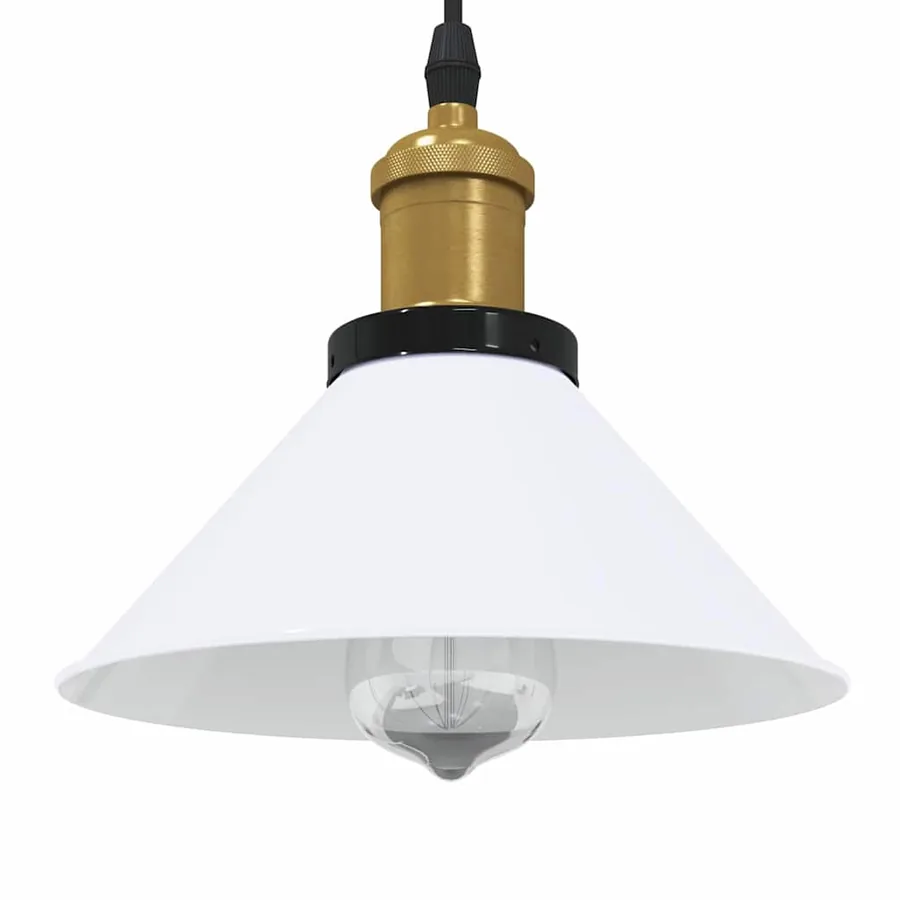 Lampe suspendue réglable hauteur E27 blanc brillant Ø22cm métal