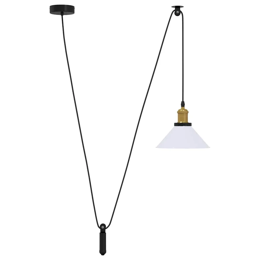 Lampe suspendue réglable hauteur E27 blanc brillant Ø22cm métal - 2