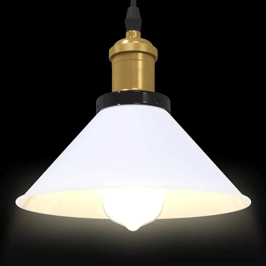 Lampe suspendue réglable hauteur E27 blanc brillant Ø22cm métal - 6