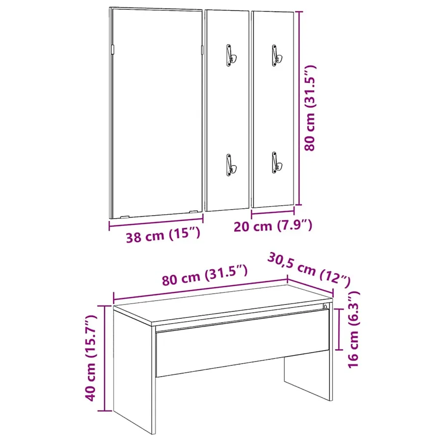 Ensemble de meubles de couloir chêne artisanal bois ingénierie - 10