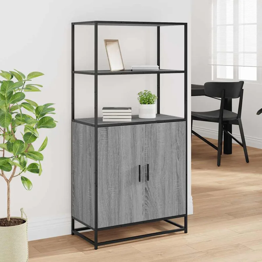 Buffet haut sonoma gris 68x35x139 cm bois d'ingénierie et métal - 3