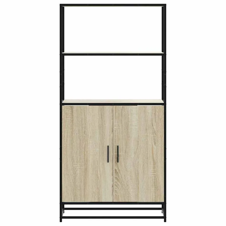Buffet haut chêne sonoma 68x35x139 cm bois d'ingénierie métal - 4