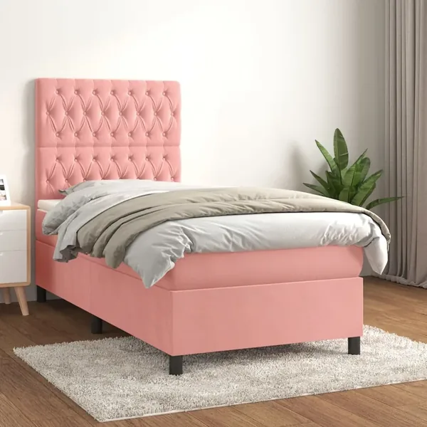 Sommier à lattes de lit avec matelas Rose 100x200 cm Velours