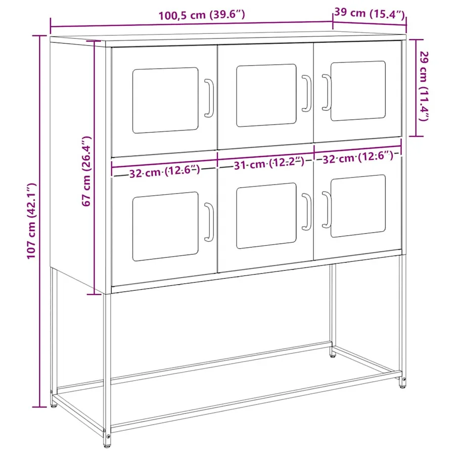 Buffet jaune moutarde 100,5x39x107 cm acier laminé à froid - 14