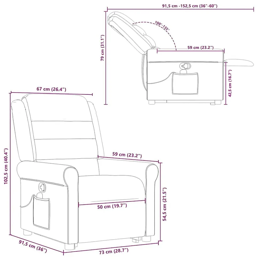 Fauteuil de massage inclinable gris nuage tissu - 16