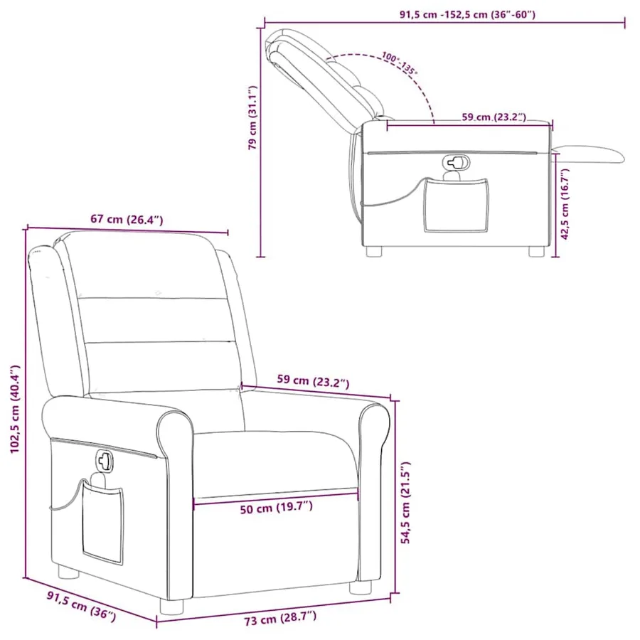 Fauteuil de massage inclinable Noir Tissu - 13
