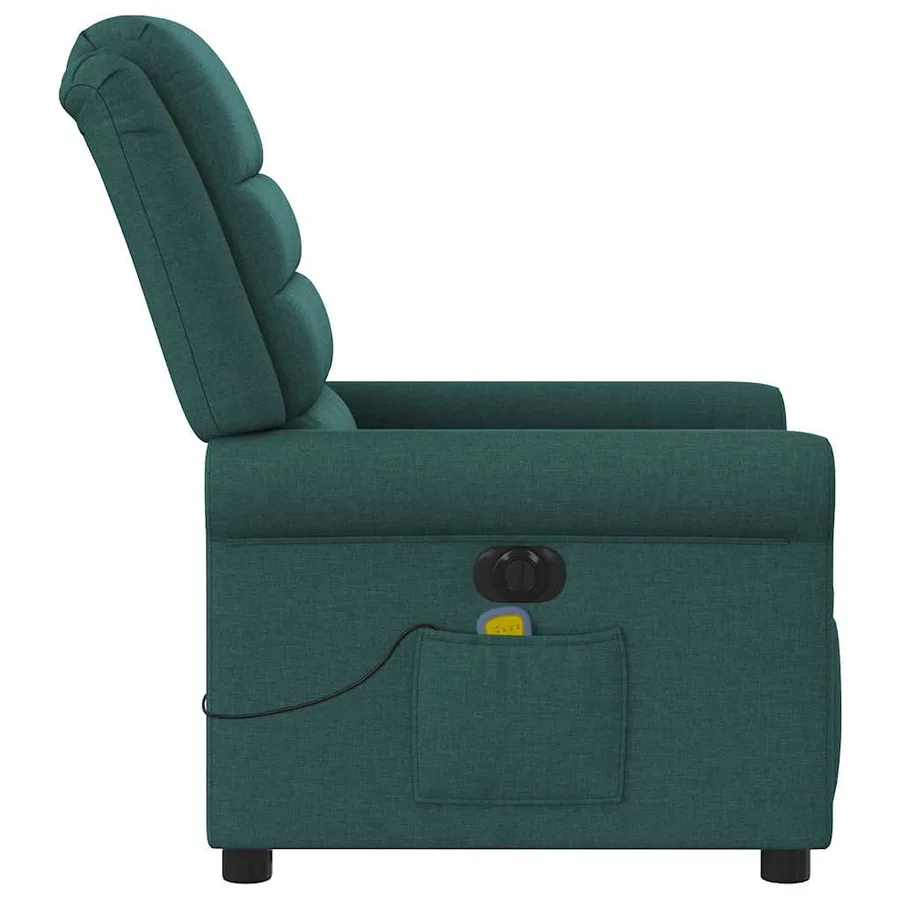 Fauteuil de massage inclinable électrique Vert foncé Tissu - 6