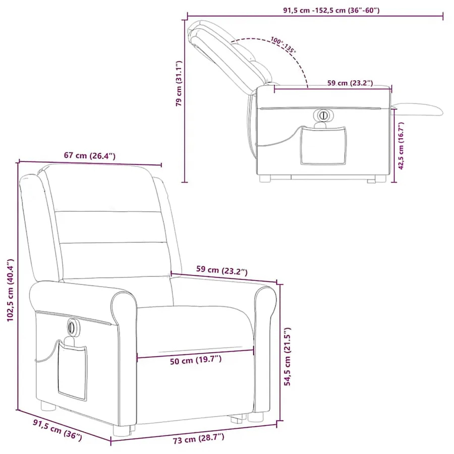 Fauteuil inclinable de massage électrique Vert foncé Tissu - 17