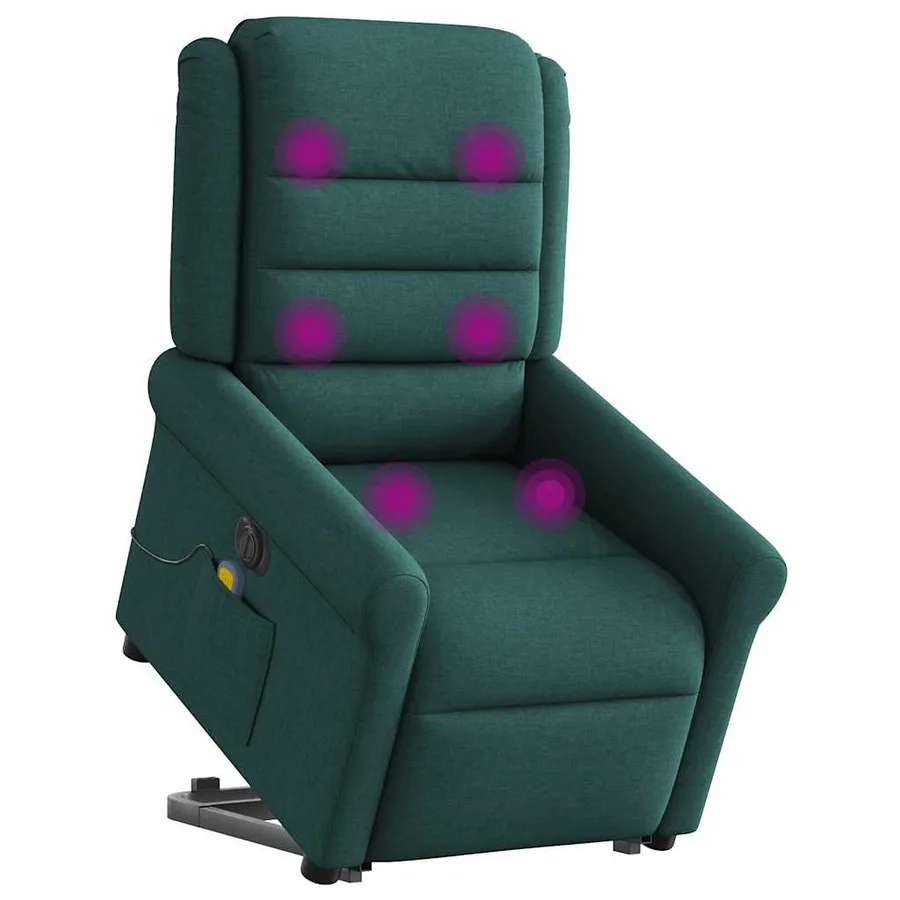 Fauteuil inclinable de massage électrique Vert foncé Tissu - 2