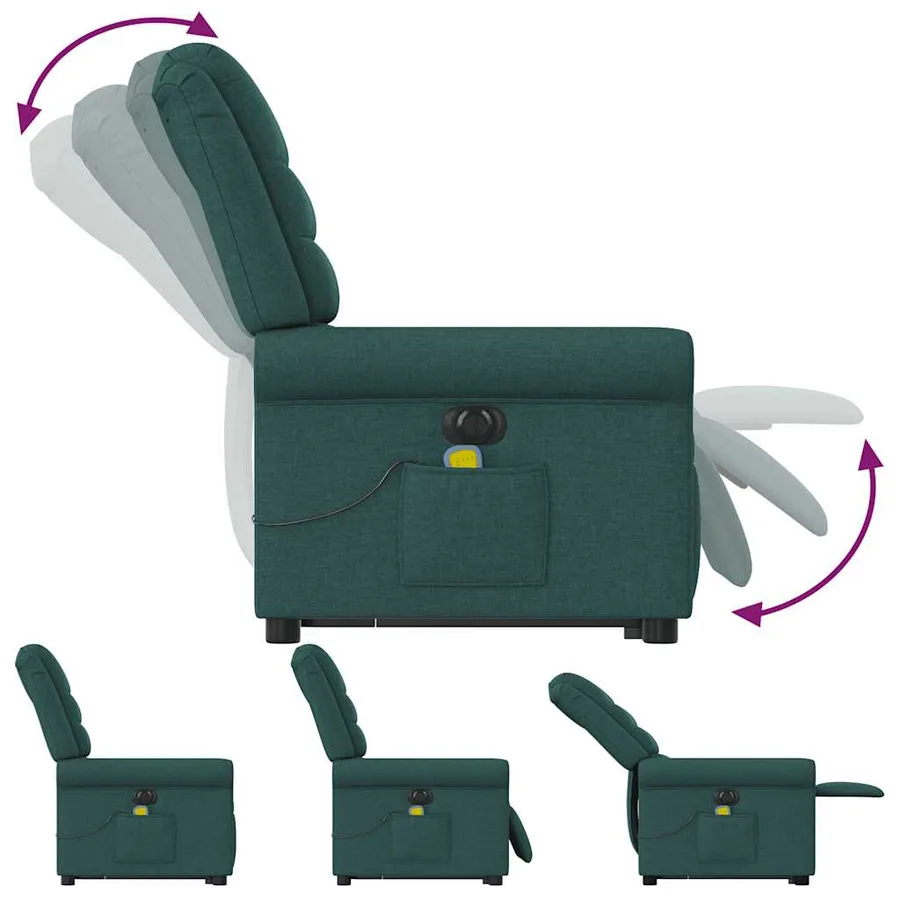 Fauteuil inclinable de massage électrique Vert foncé Tissu - 8
