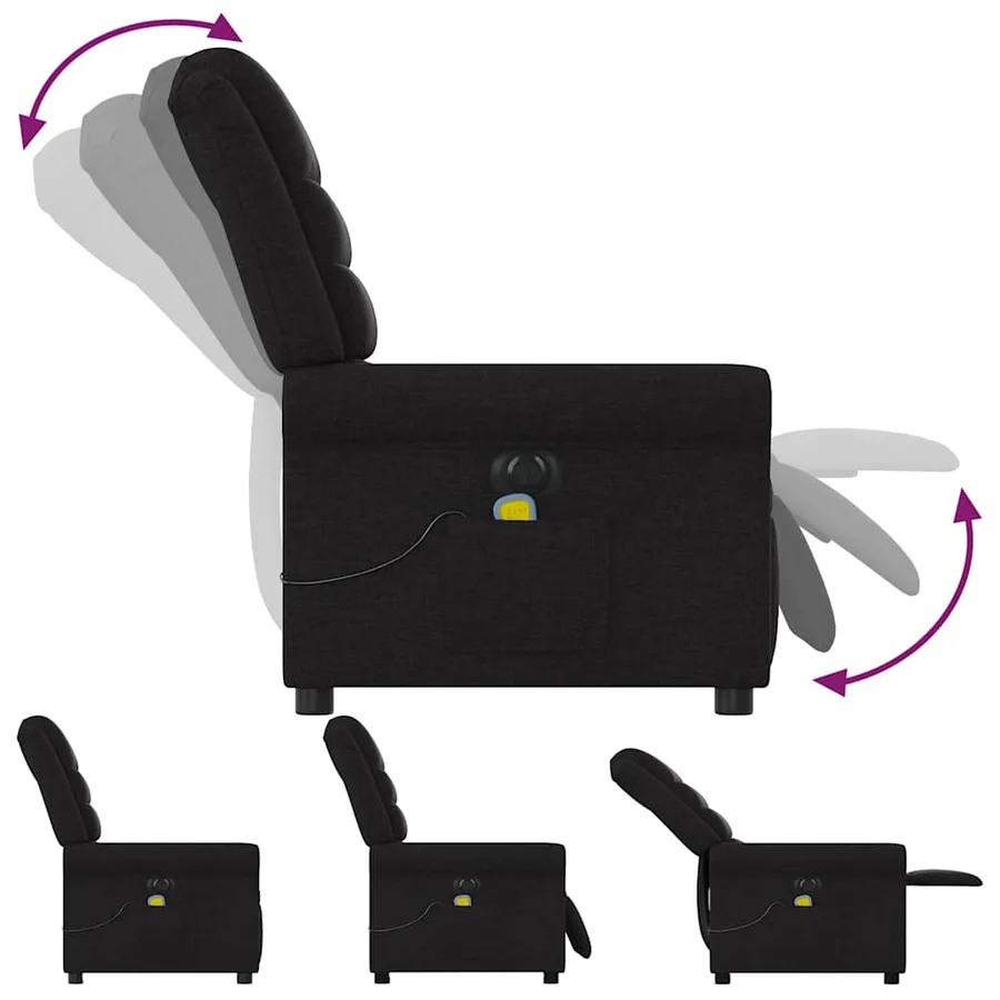 Fauteuil de massage inclinable électrique Noir Tissu - 8