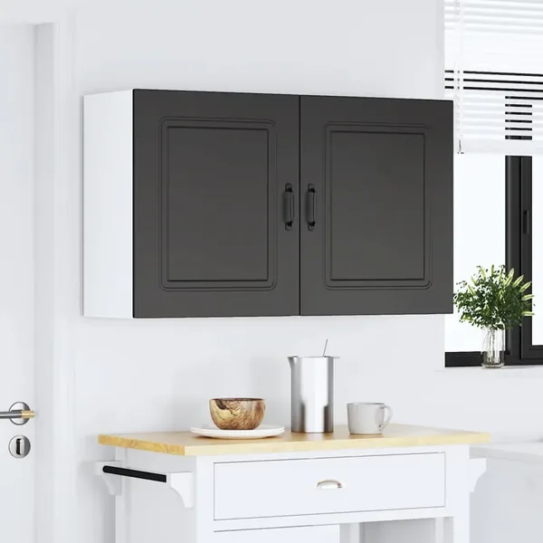 Armoires murales de cuisine 2 pcs Kalmar en bois d'ingénierie noir