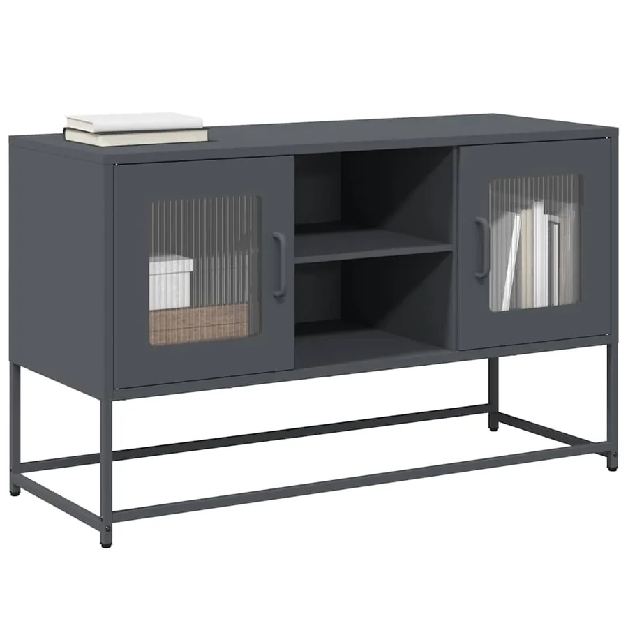 Meuble TV anthracite 100,5x39x60,5 cm acier