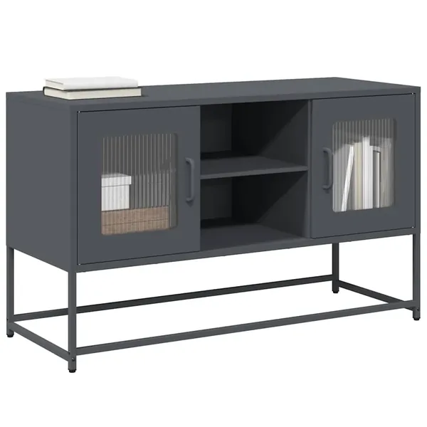 Meuble TV anthracite 100,5x39x60,5 cm acier