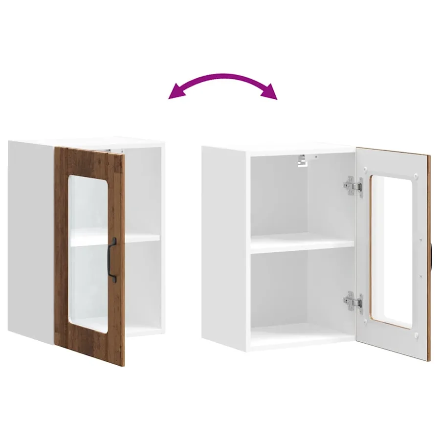 Armoire murale de cuisine avec porte en verre Lucca vieux bois - 10