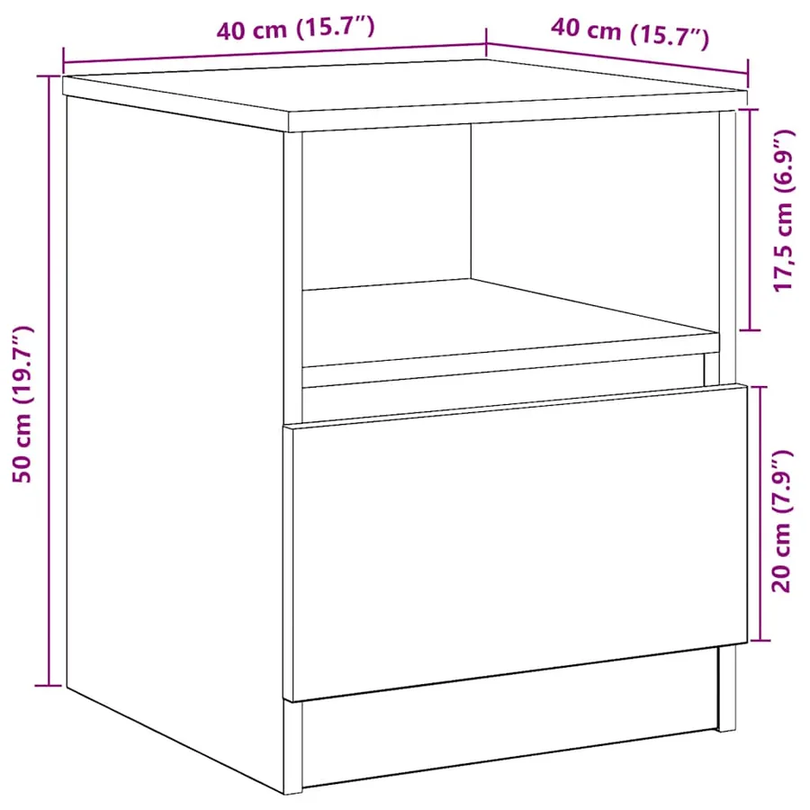 Table de chevet chêne artisanal 40x40x50 cm bois d’ingénierie - 12