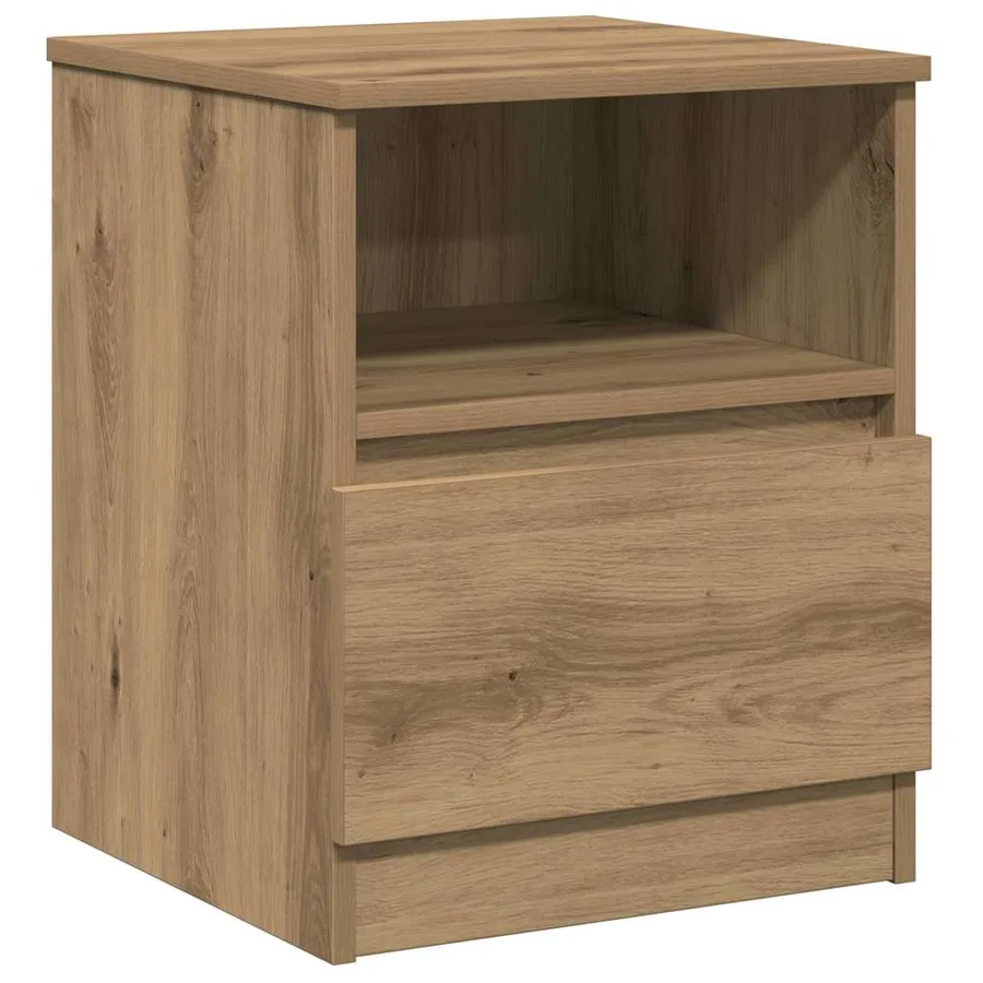 Table de chevet chêne artisanal 40x40x50 cm bois d’ingénierie - 2