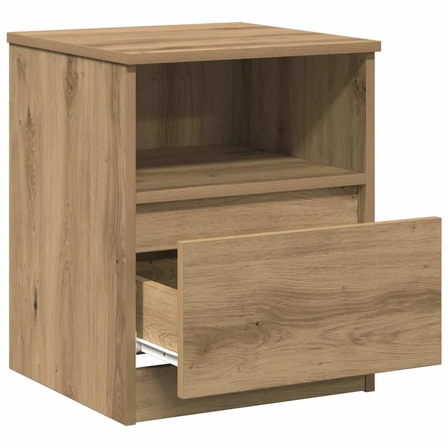 Table de chevet chêne artisanal 40x40x50 cm bois d’ingénierie - 9