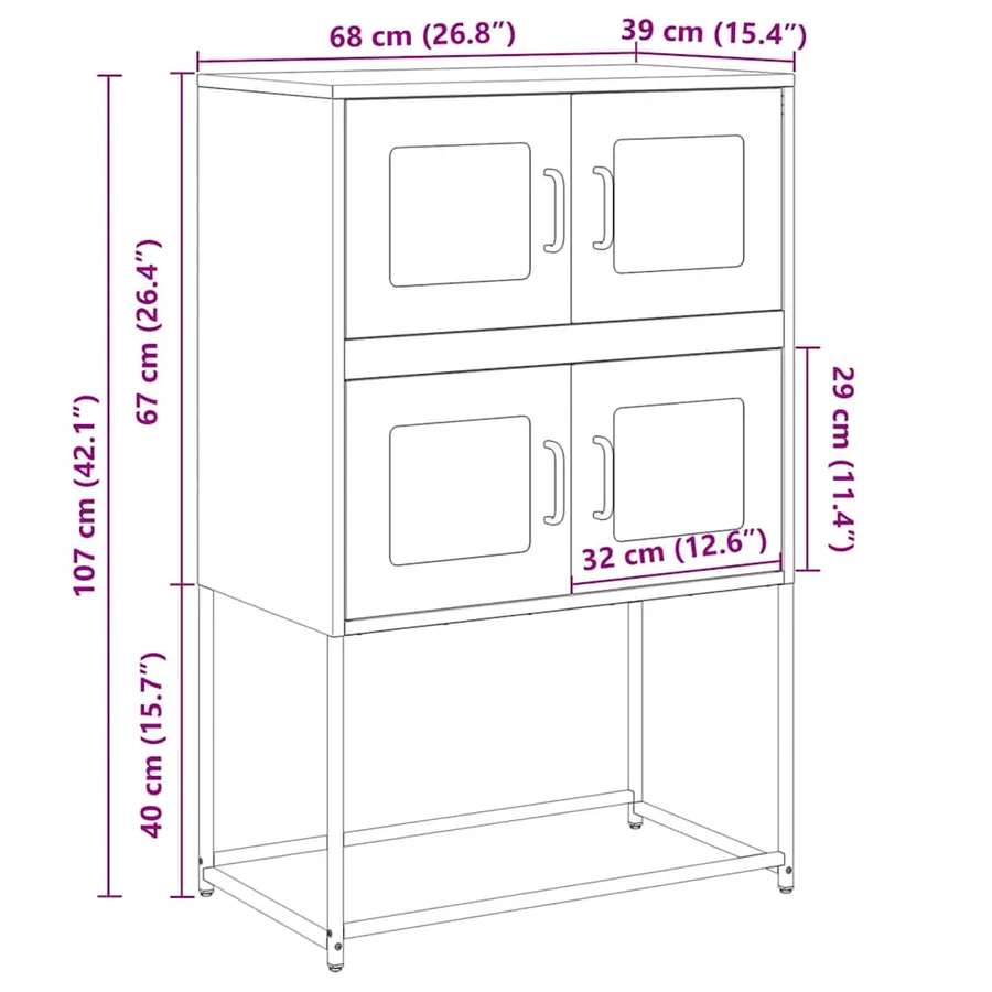 Buffet haut blanc 68x39x107 cm acier - 13