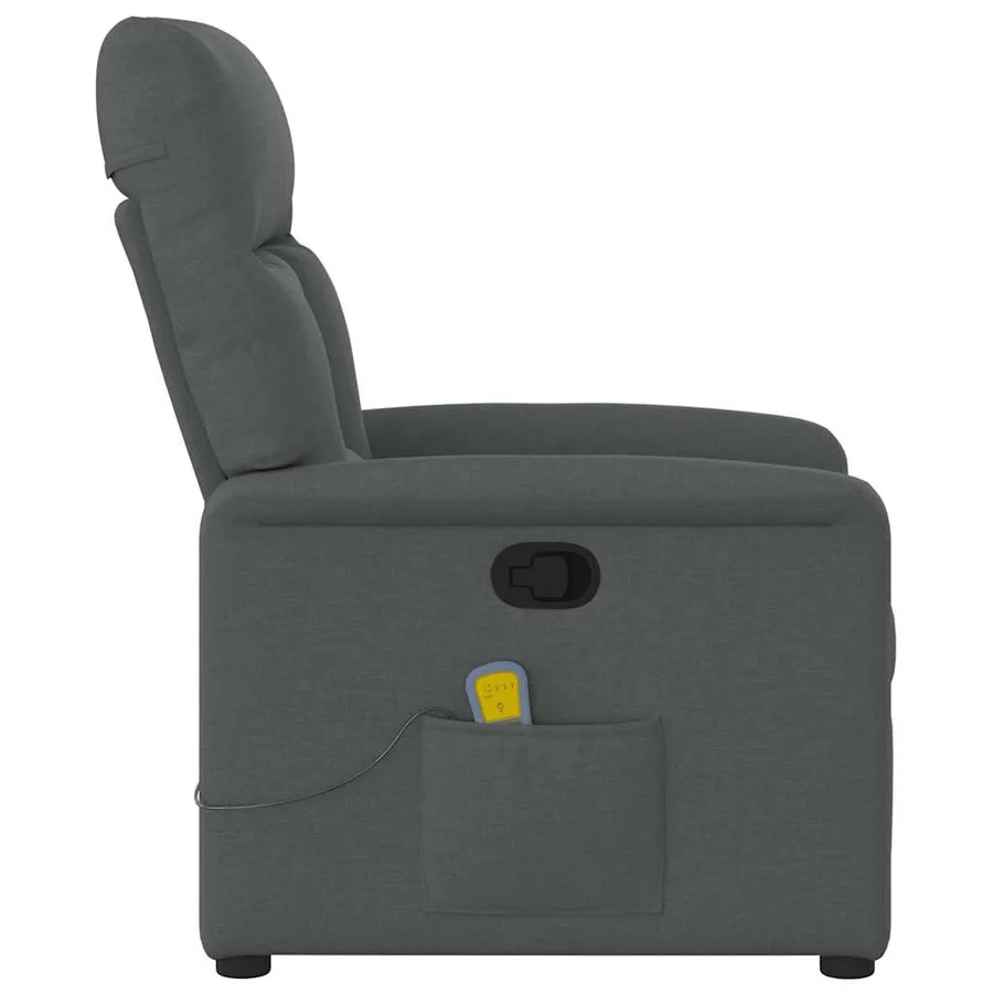 Fauteuil inclinable de massage en tissu gris foncé - 4