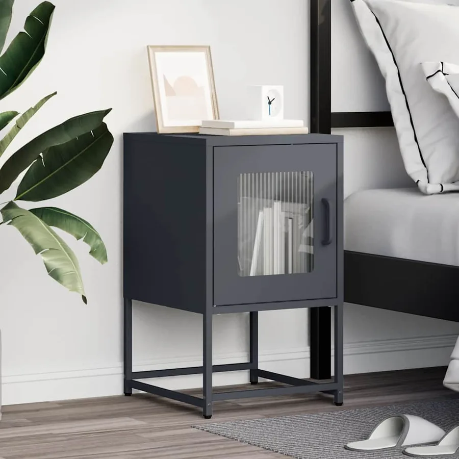 Table de chevet anthracite 36x39x60,5 cm acier laminé à froid - 3