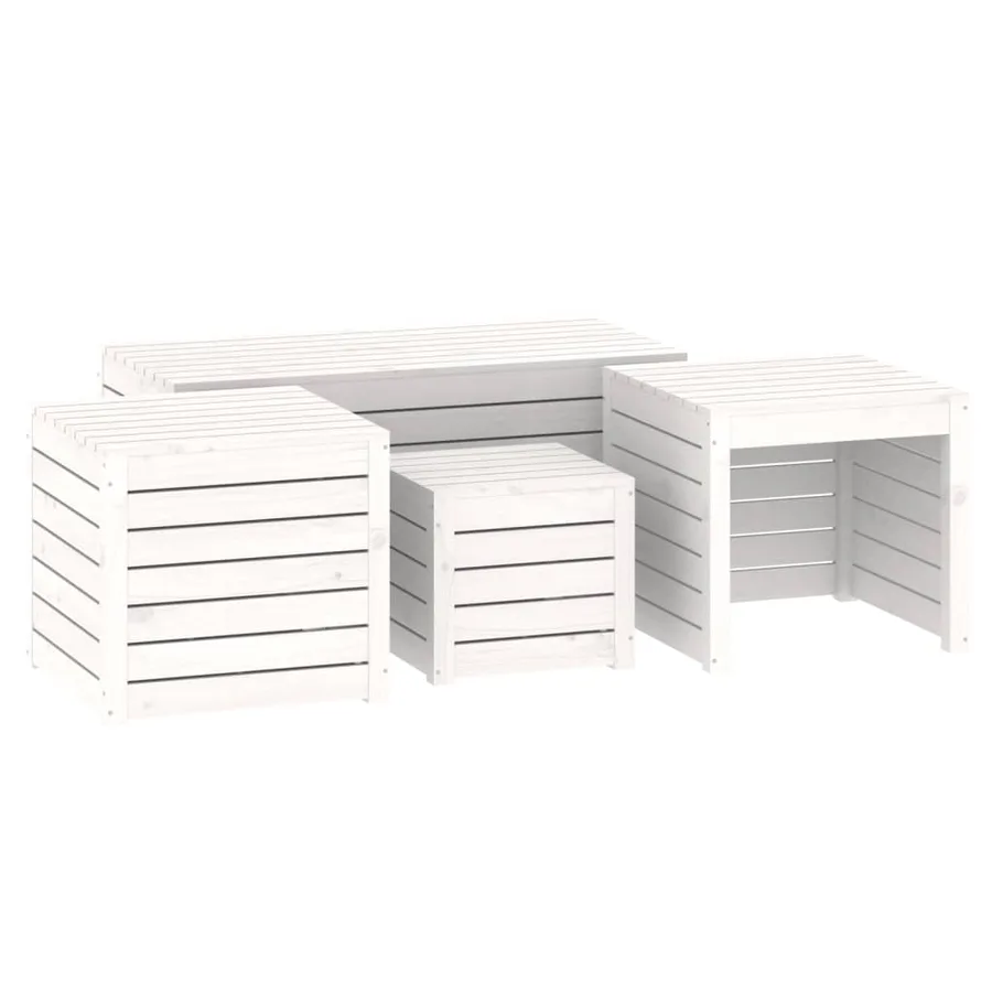 Ensemble de boîtes de jardin 4 pcs blanc bois de pin massif - 2