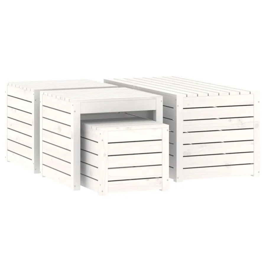 Ensemble de boîtes de jardin 4 pcs blanc bois de pin massif - 5