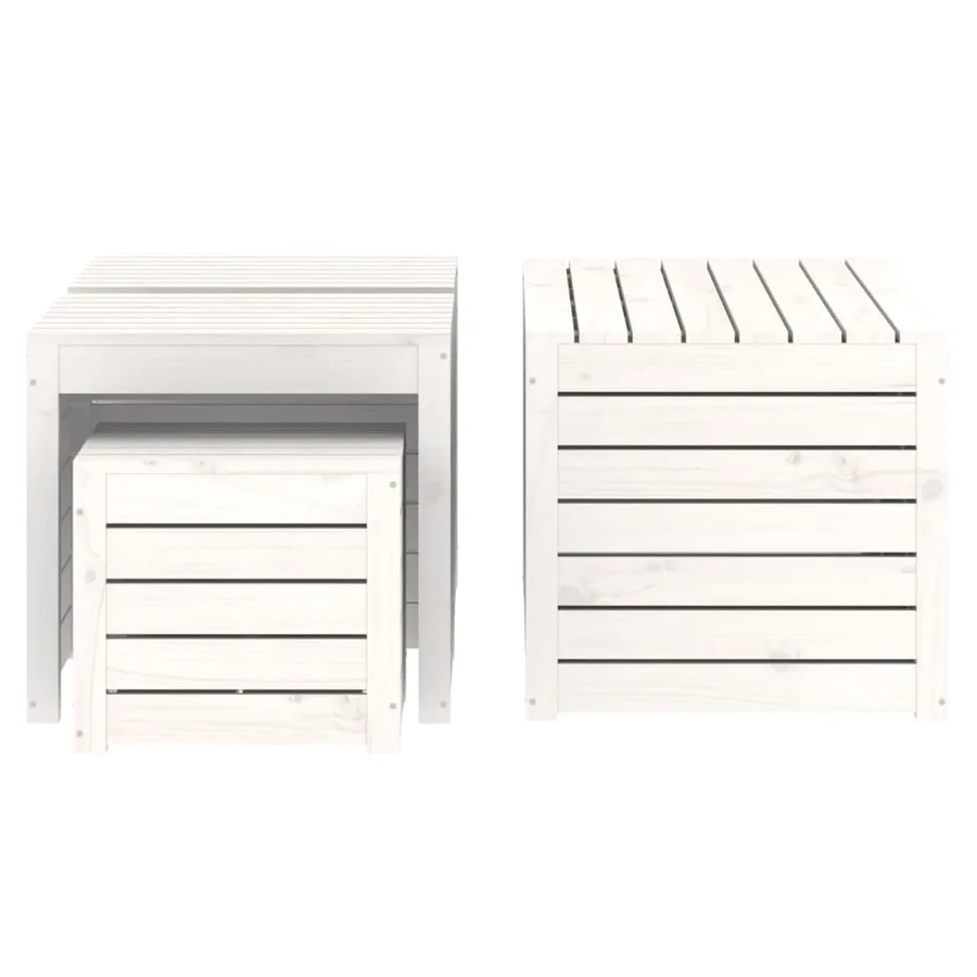 Ensemble de boîtes de jardin 4 pcs blanc bois de pin massif - 6