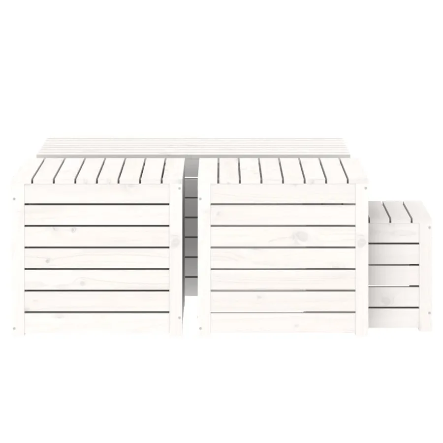 Ensemble de boîtes de jardin 4 pcs blanc bois de pin massif - 7