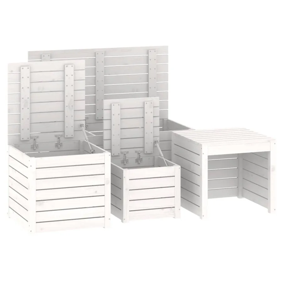 Ensemble de boîtes de jardin 4 pcs blanc bois de pin massif - 8