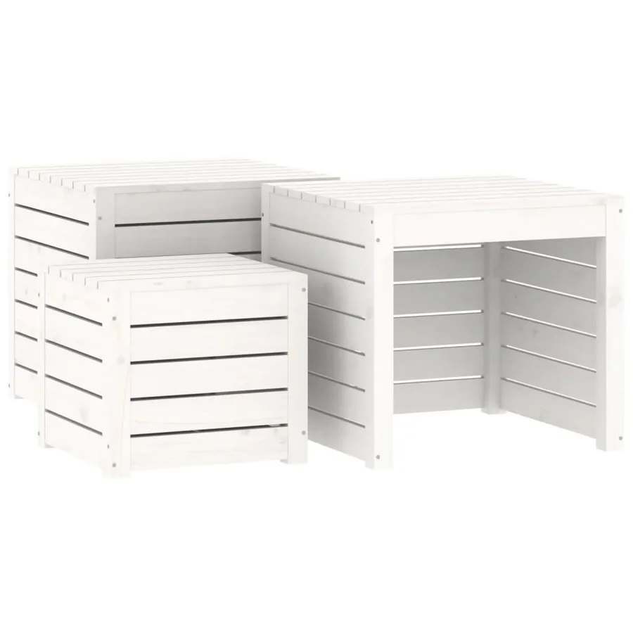 Ensemble de boîtes de jardin 4 pcs blanc bois de pin massif - 9