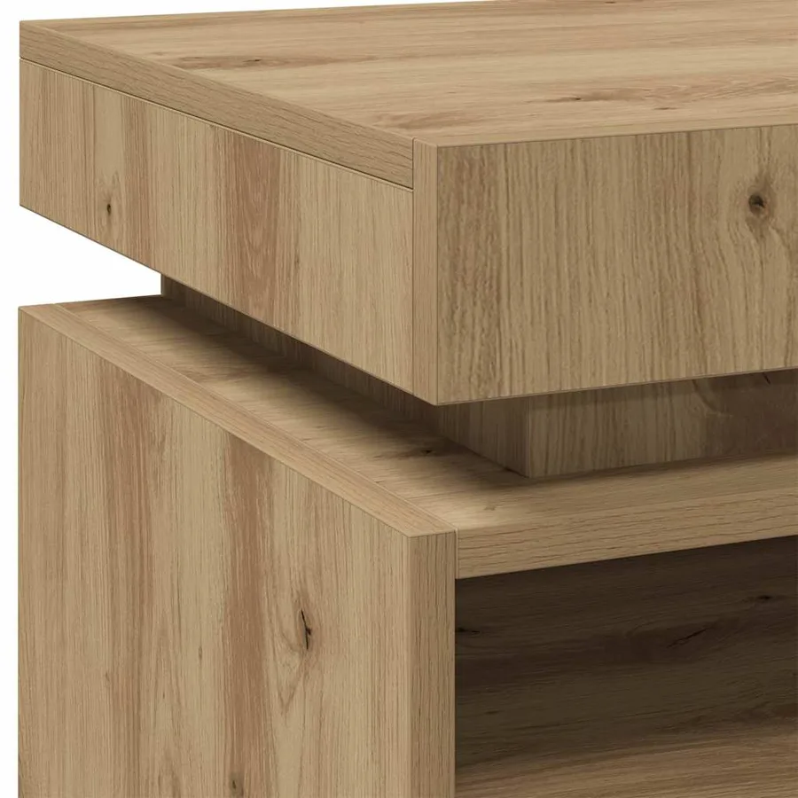 Armoires de chevet avec lumières LED 2 pcs chêne artisanal - 10