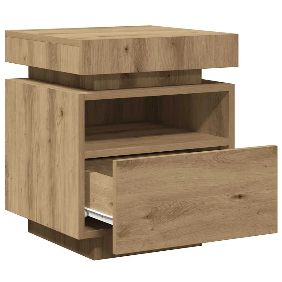 Armoires de chevet avec lumières LED 2 pcs chêne artisanal - 5