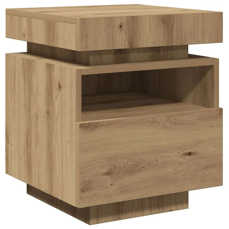Armoires de chevet avec lumières LED 2 pcs chêne artisanal - 6