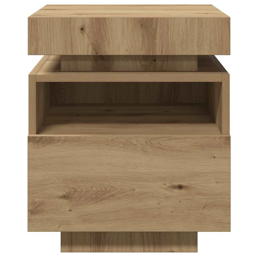 Armoires de chevet avec lumières LED 2 pcs chêne artisanal - 7