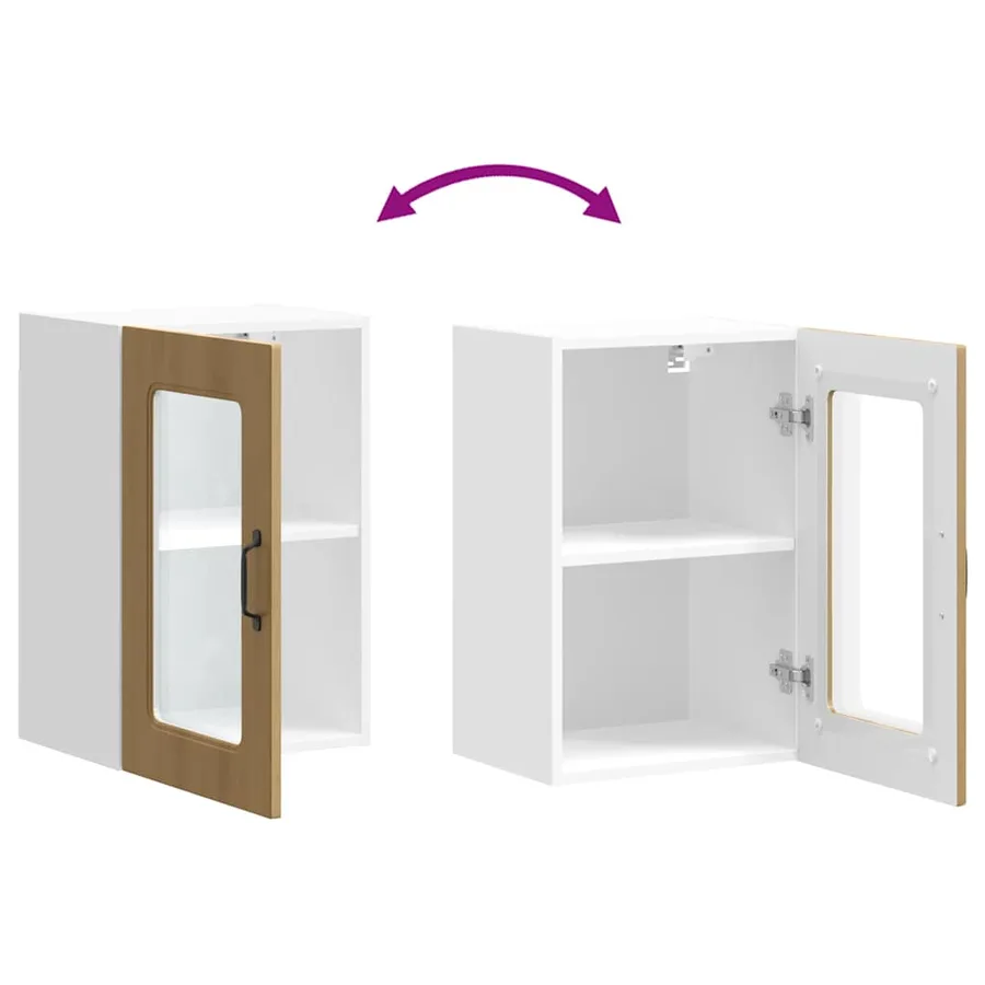 Armoire murale de cuisine avec porte vitrée "Kalmar" Chêne artisanal Bois d'ingénierie - 10