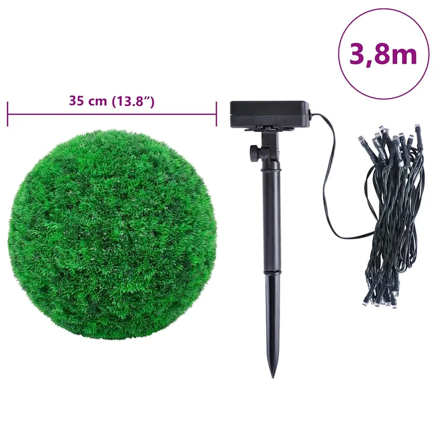 Boules de buis artificielles avec lumières LED 2 pcs vert 35 cm - 9