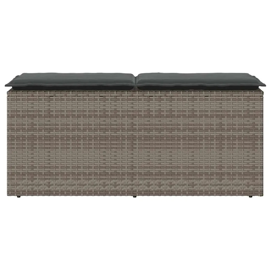 Banc de jardin avec coussin gris 110x40x44 cm résine tressée - 4