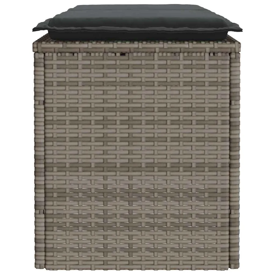 Banc de jardin avec coussin gris 110x40x44 cm résine tressée - 5